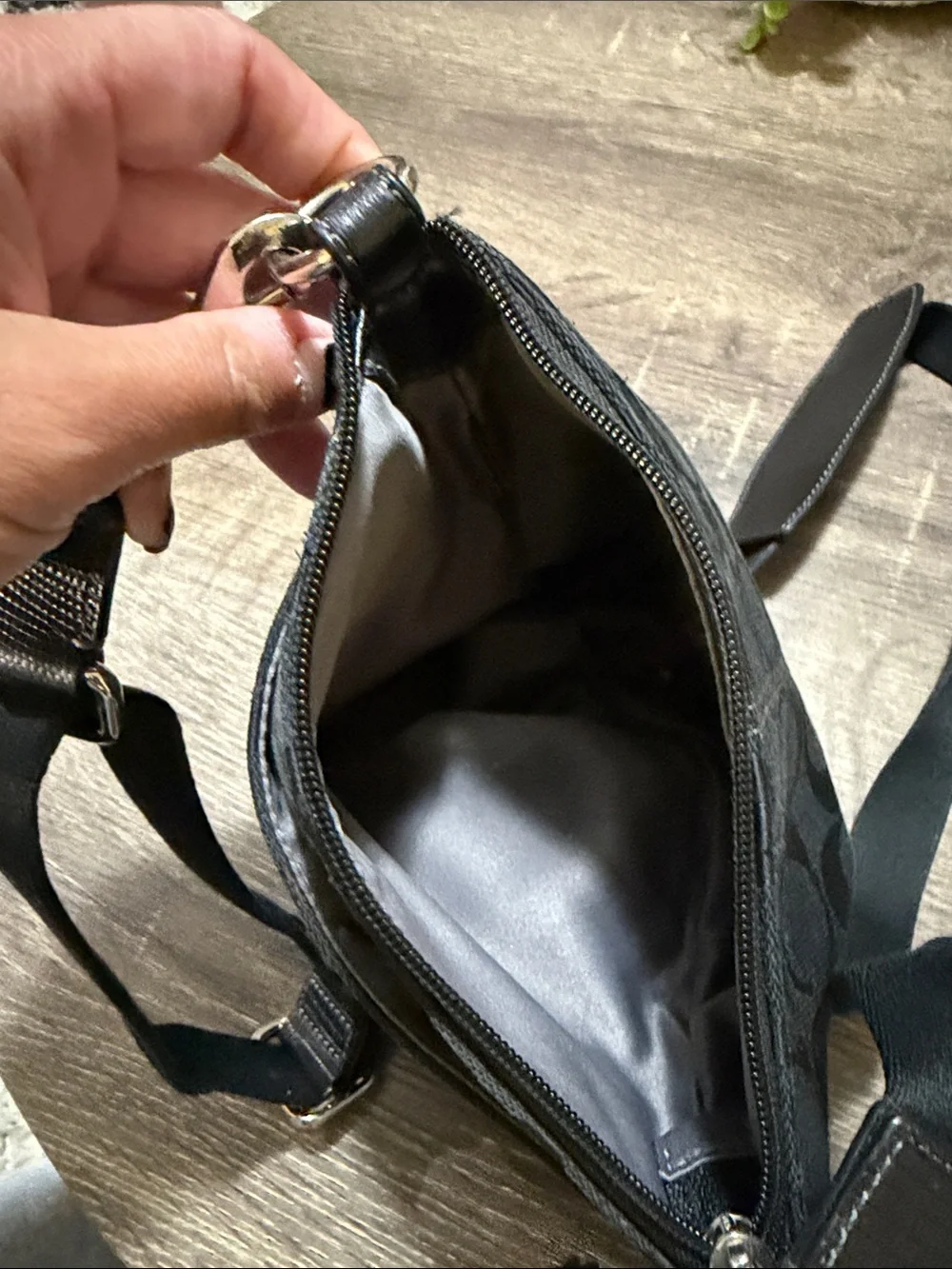 Coach Black Signature Classic Print Crossbody Purse
